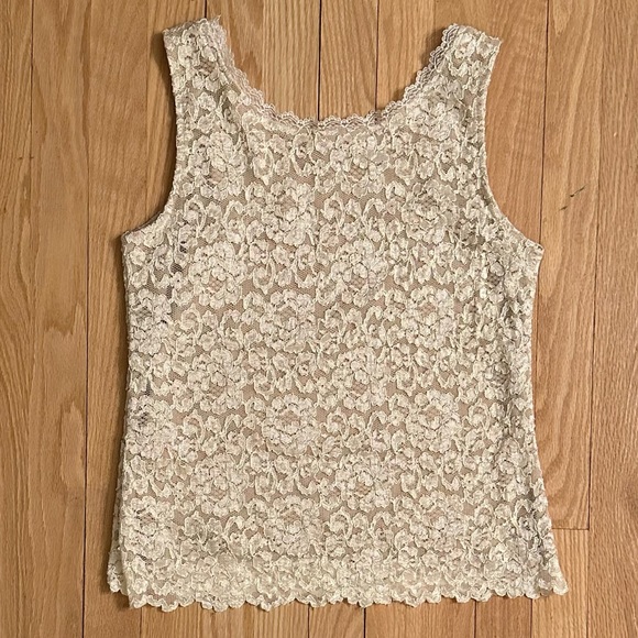 Coldwater Creek Off-White Lace Camisole Tank, Size L - Picture 6 of 6